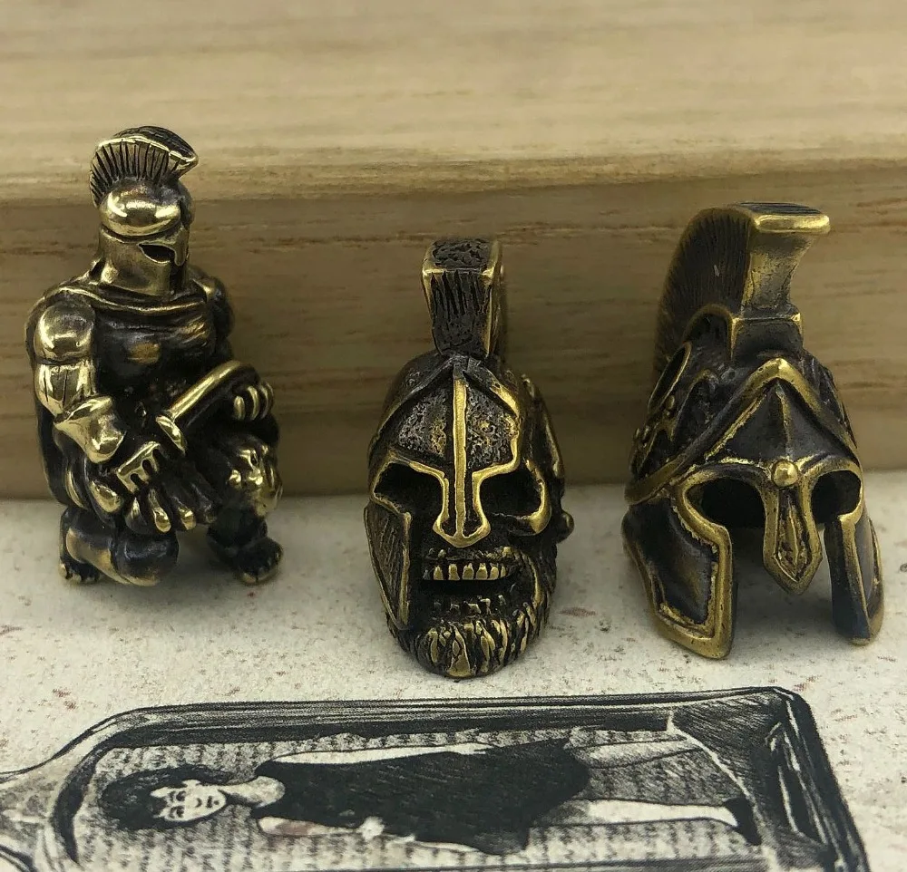 3 шт. EDC Инструменты Нож бусины латунь Спарта маска череп бусы на шнурок Паракорд