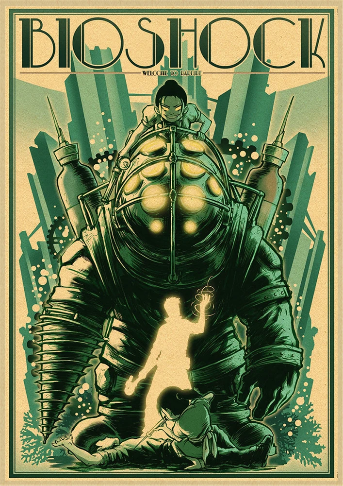 BioShock Retro poster Home Furnishing decoration Kraft Game Poster Drawing Painting Wall stickers
