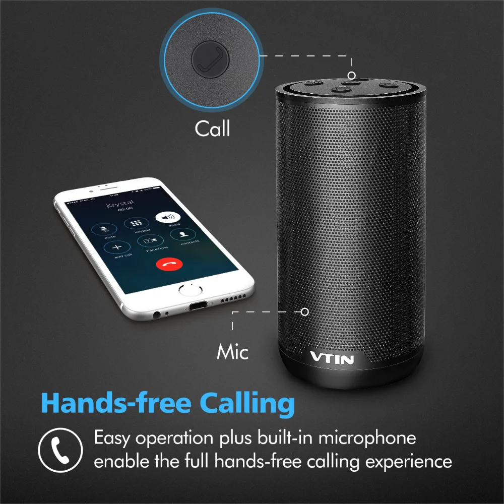 Портативная Bluetooth Колонка VTIN IPX5 беспроводная уличная 12 Вт с двумя драйверами