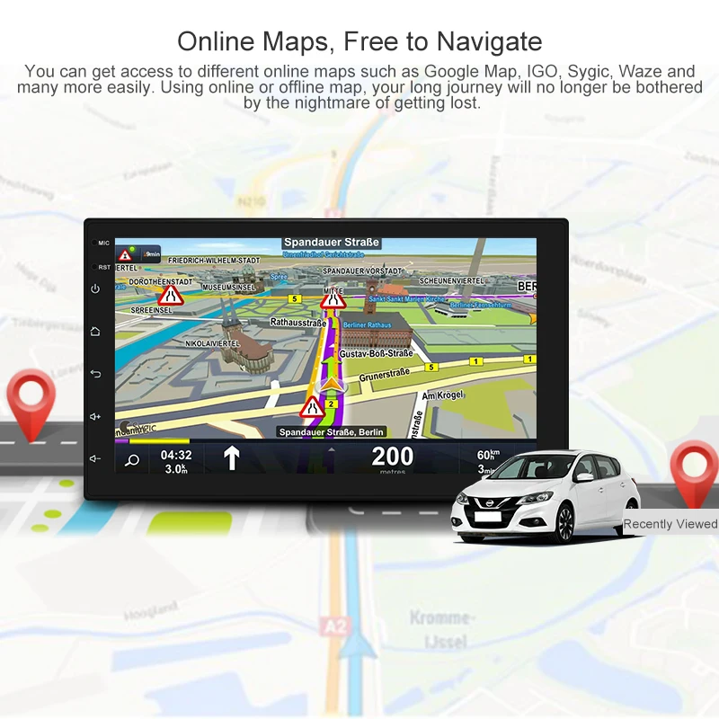 7 дюймовый Android8.1 2 Din автомобильный DVD Радио мультимедийный плеер GPS навигация