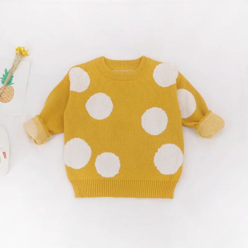 yellow dot MILANCEl/ г.; Детские свитера для малышей; свитера в горошек для мальчиков; зимние свитера для девочек; вязаный детский пуловер; повседневная одежда для мальчиков; От 1 до 6 лет - Цвет: yellow dot