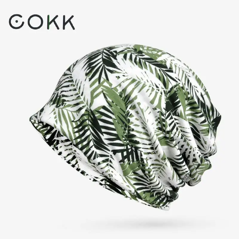 Шапка бини COKK для женщин и мужчин хлопковая шапка хвоста с узором листьев унисекс