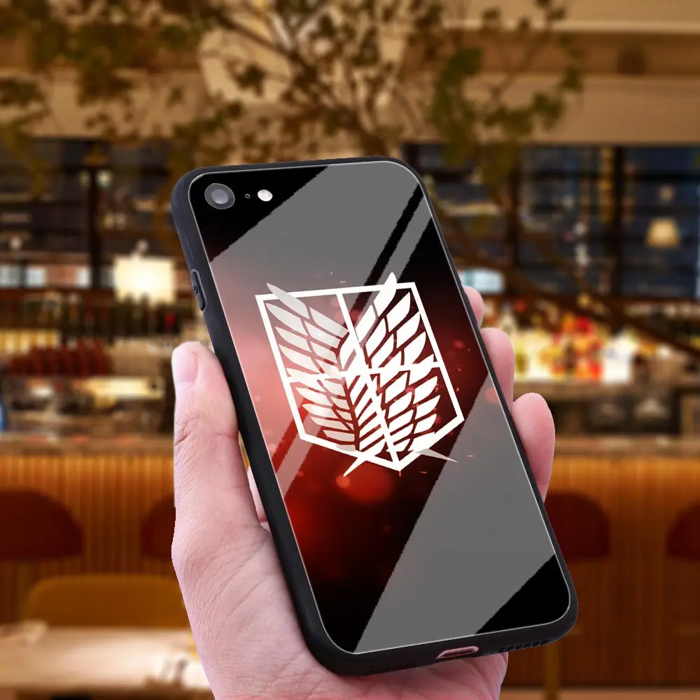 WEBBEDEPP Attack on Titan 3 Tempered Glass Phone Case for Apple iPhone Xr Xs Max X or 10 8 7 6 6S Plus 5 5S SE 7Plus |