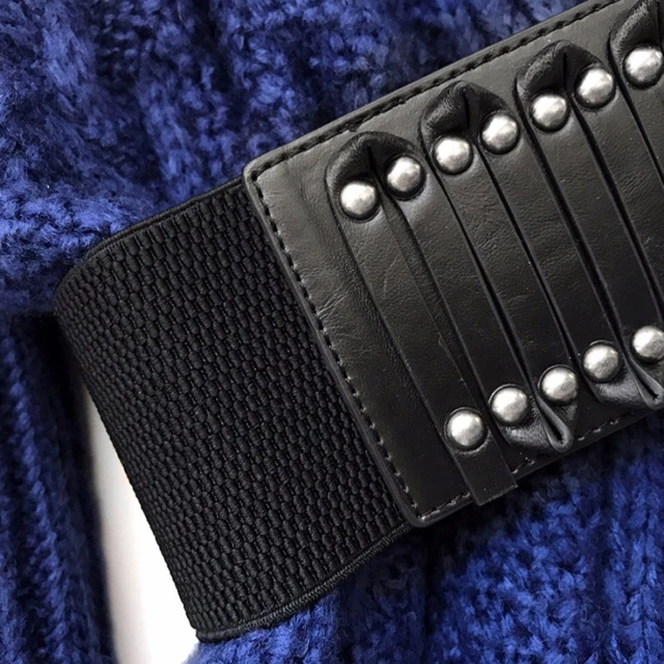 Трикотажные эластичные черные женские ремни на талию для женщин Модный