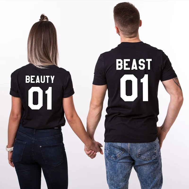 Для женщин мужчин подарок на день Святого Валентина Beauty01 зверь 01 письмо футболка