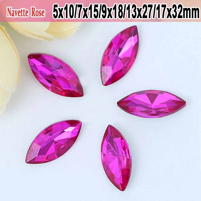 50 шт розовое стекло блестящие стразы кристаллы конские глаза остроконечные