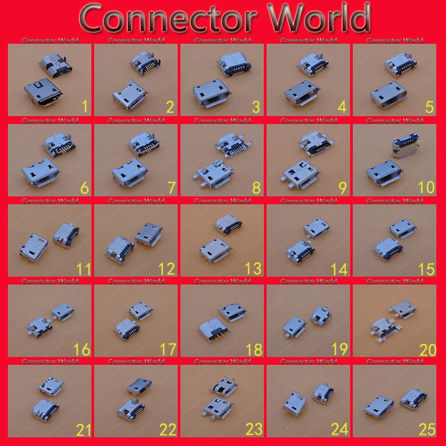 25 моделей шт./лот Мини Micro USB Jack 5 P pin разъем для зарядки Mix SMD DIP V8 порт данных питания