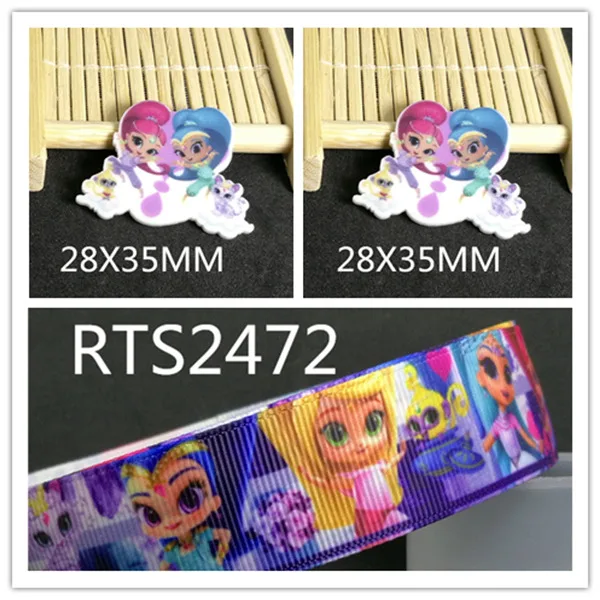 7/8inch 10yard ribbon and 10pcs resin 1 set cartoon grosgrain printed planar BIHAIYUAN | Дом и сад