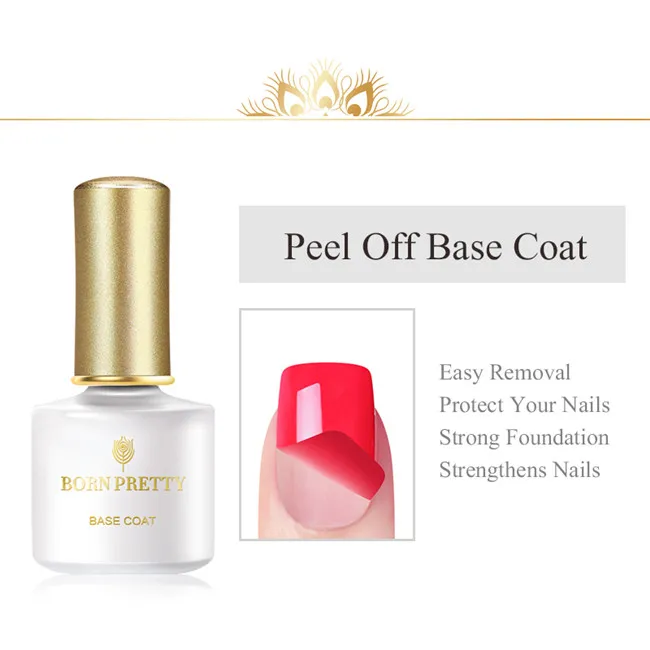 6ml Peel Off Base BORN PRETTY, не протирает верхнее покрытие, Базовое покрытие, УФ-гель, долговечный гель для ногтей, блестящий герметик, маникюрный набор, впитывается сверху, Базовый лак для ногтей - Цвет: 6ml Peel Off Base