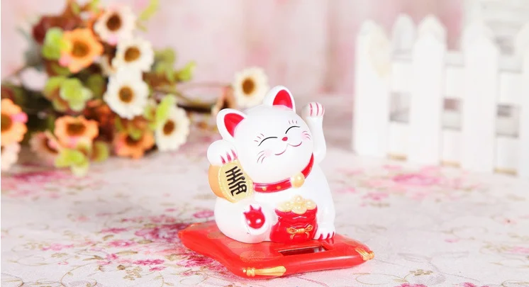 Модная новинка черный/белый на солнечных батареях Maneki Neko приветливый Кот Фортуны