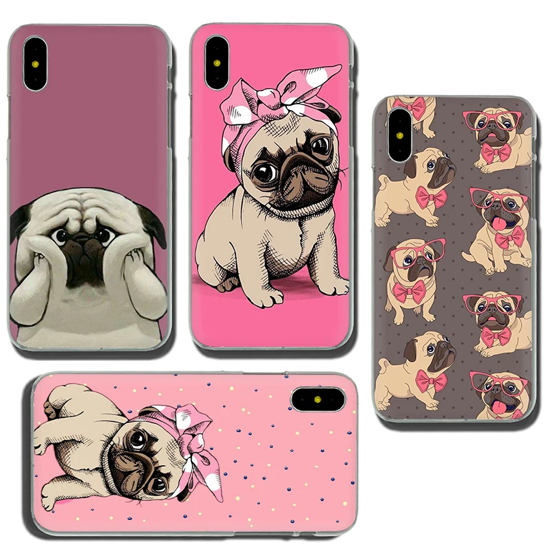 Жесткий чехол с Мопсом для iphone 5 5s 5C SE 6 6s 7 8 plus X XR XS 11 Pro Max
