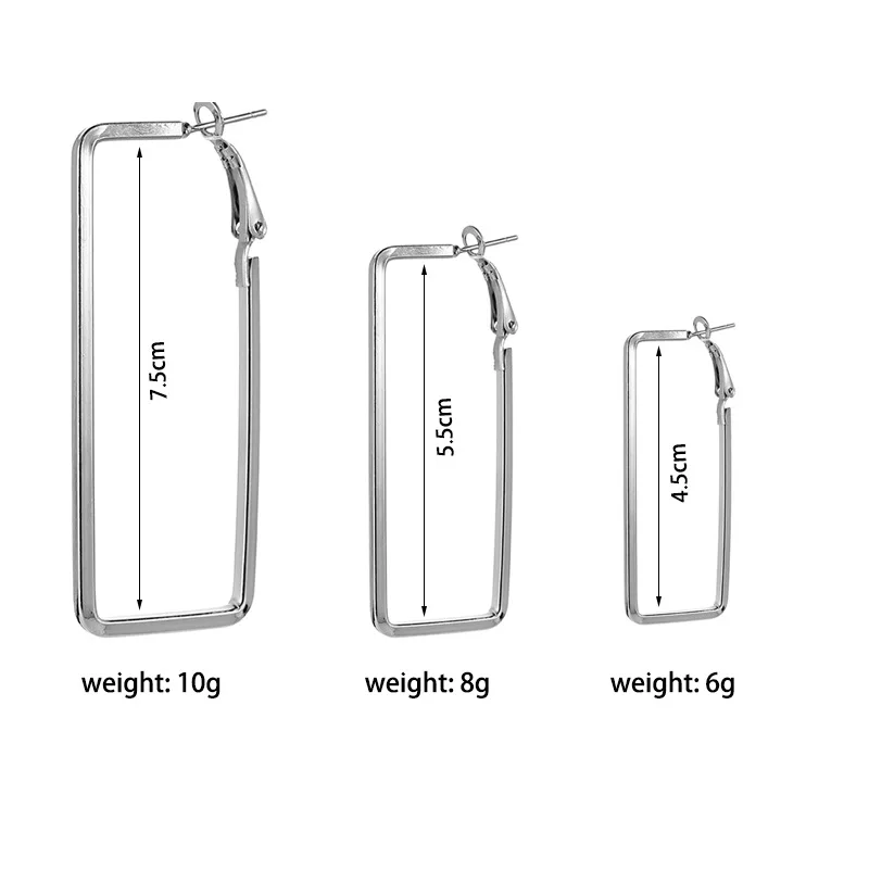 Женские винтажные металлические серьги-кольца прямоугольные геометрические