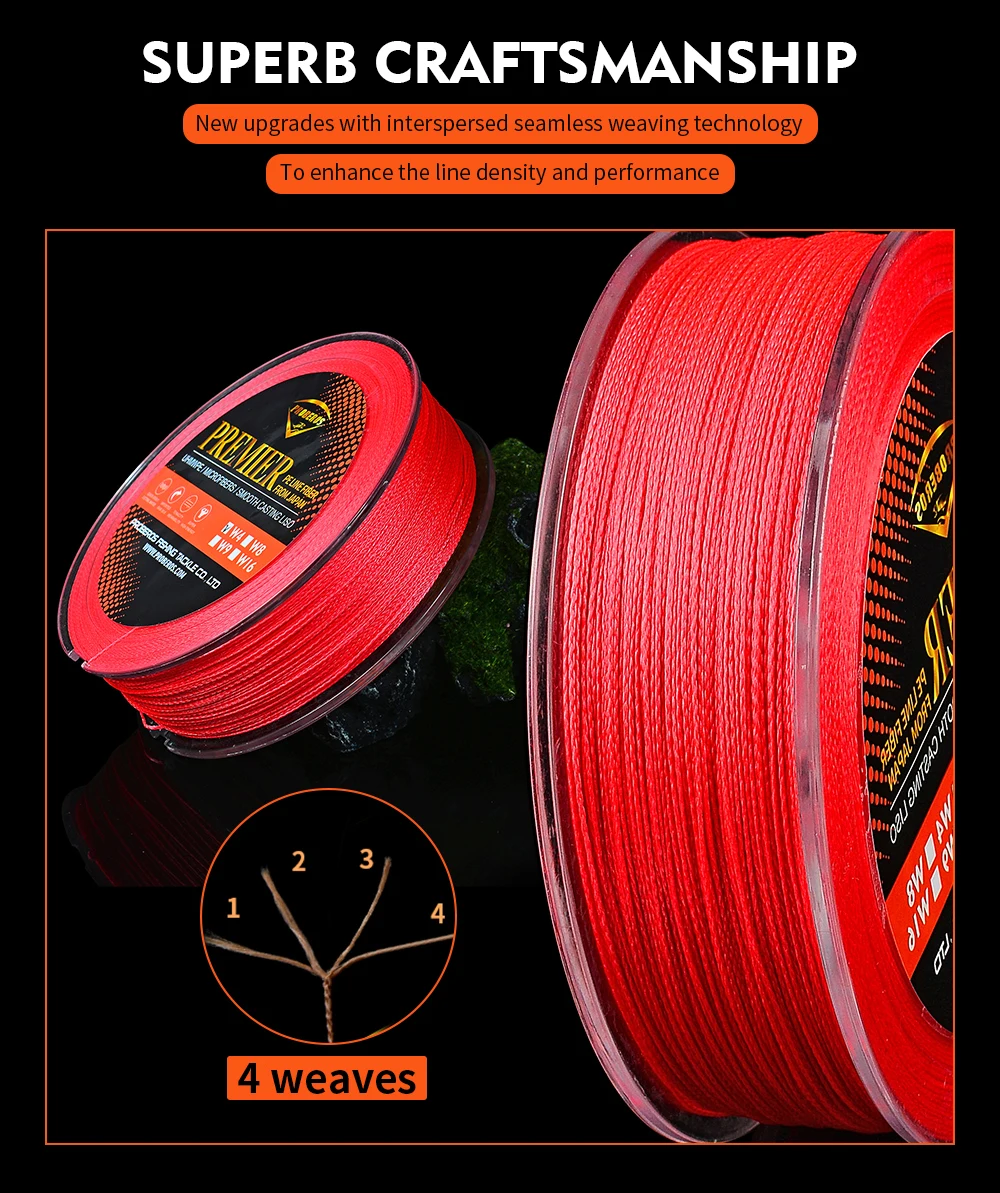 Proberos Fishline 300 M& 500 M& 1000 M леска зеленая/серая/синяя/красная/желтая 4 стойки плетеная линия 6LB-100LB Pe линии