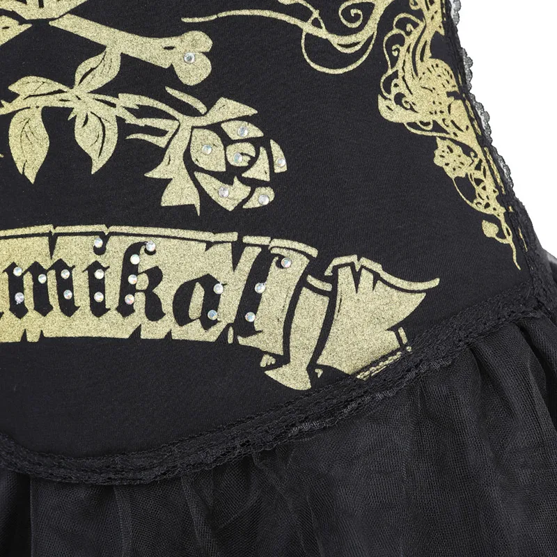 Хит продаж Корсеты с принтом черепа для женщин шнуровка корсет платье Showgirl