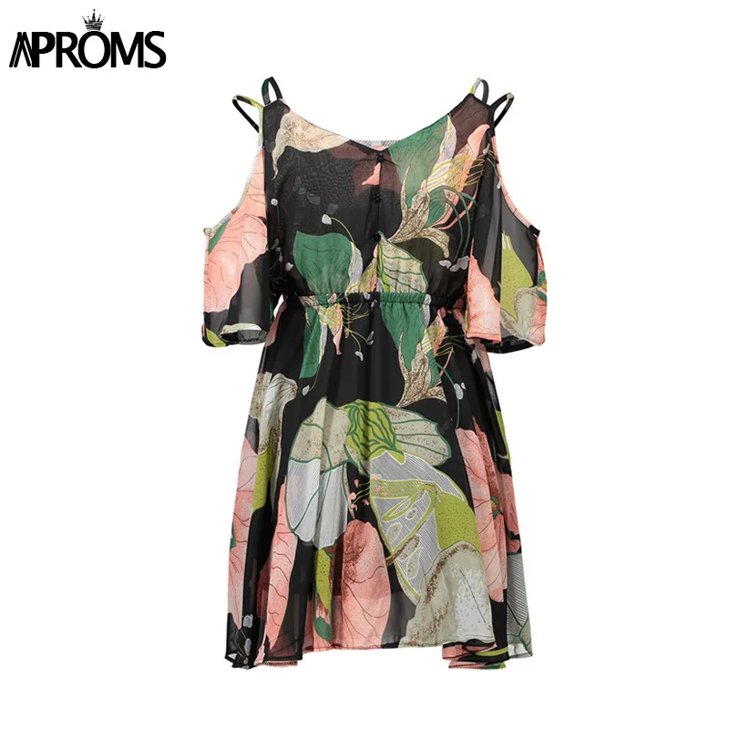 Aproms Vestidos летнее платье с цветочным принтом в стиле бохо, сексуальное элегантное платье с высокой талией, Свободные повседневные платья, женские пляжные вечерние Сарафаны
