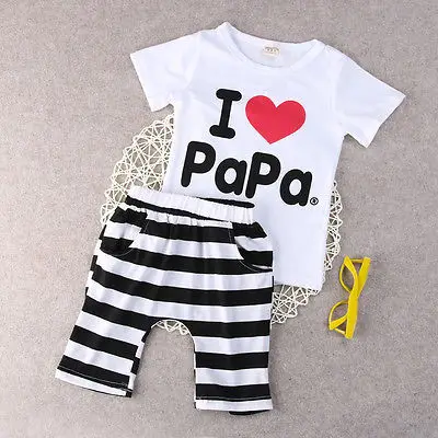 Одежда для новорожденных с надписью I Love PaPa Mama повседневный комплект одежды в
