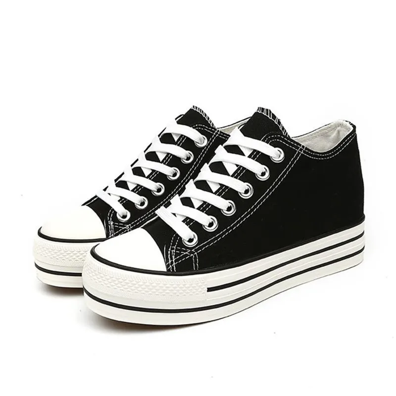 Новинка 2020 года Парусиновые туфли на танкетке с толстой подошвой Женская