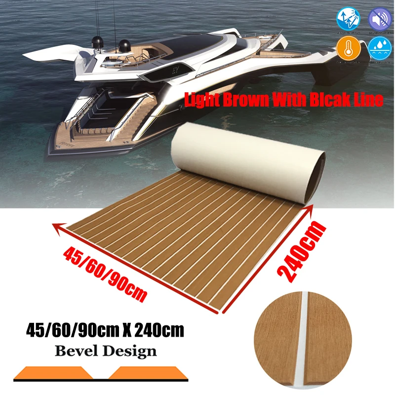 

EVA Teak Decking Sheet For Boat Yacht Marine Flooring Carpet Upgraded Light Brown In White Boat Accessories