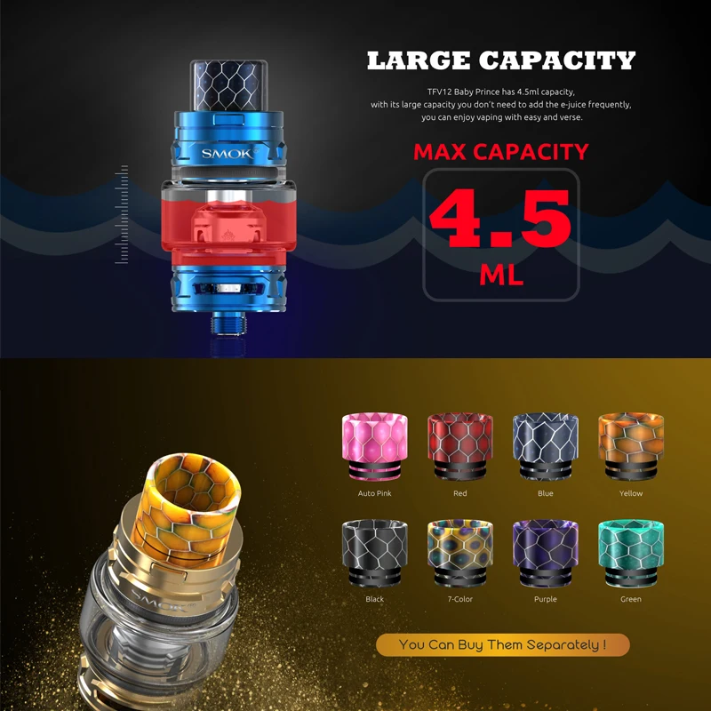 Новый запас SMOK TFV12 Baby Prince Tank 4 5 мл топ заполнение электронных сигарет распылитель