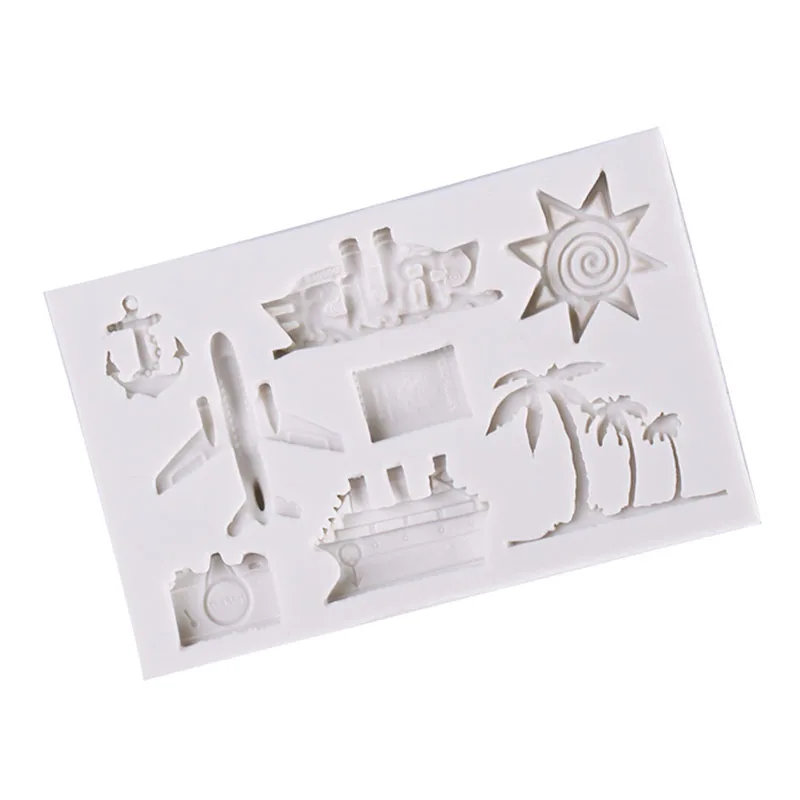 Coconut trees Hook Anchor Ship Plane Aircraft Sunsine Silicone mold for Cake Decorating tools Fondant Gumpaste Chocolate | Дом и сад