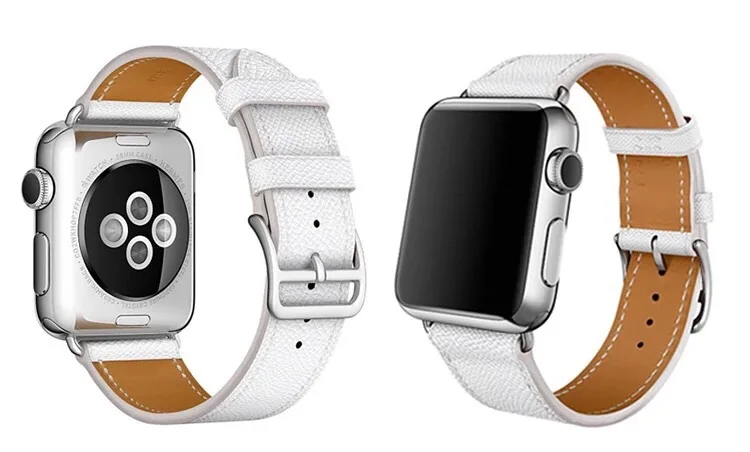Высококачественная кожаная Петля для Apple Watch Band 42 мм 38 мм 40 мм 44 мм одинарный ремешок для iWatch Series 1 2 3 4 - Цвет ремешка: White