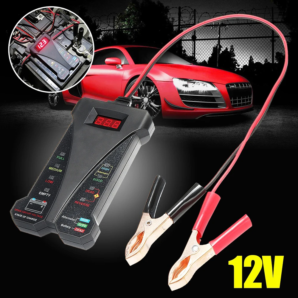 12V Digital Car Battery Tester with Lcd and Led Display