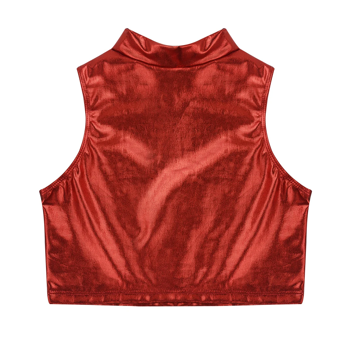 Kids Girls Shiny Gymnastics Leotard Tank for Dance Ballet Crop Top Sports Bra Turtleneck Tops Ballerina Stage Costume Outfit |
