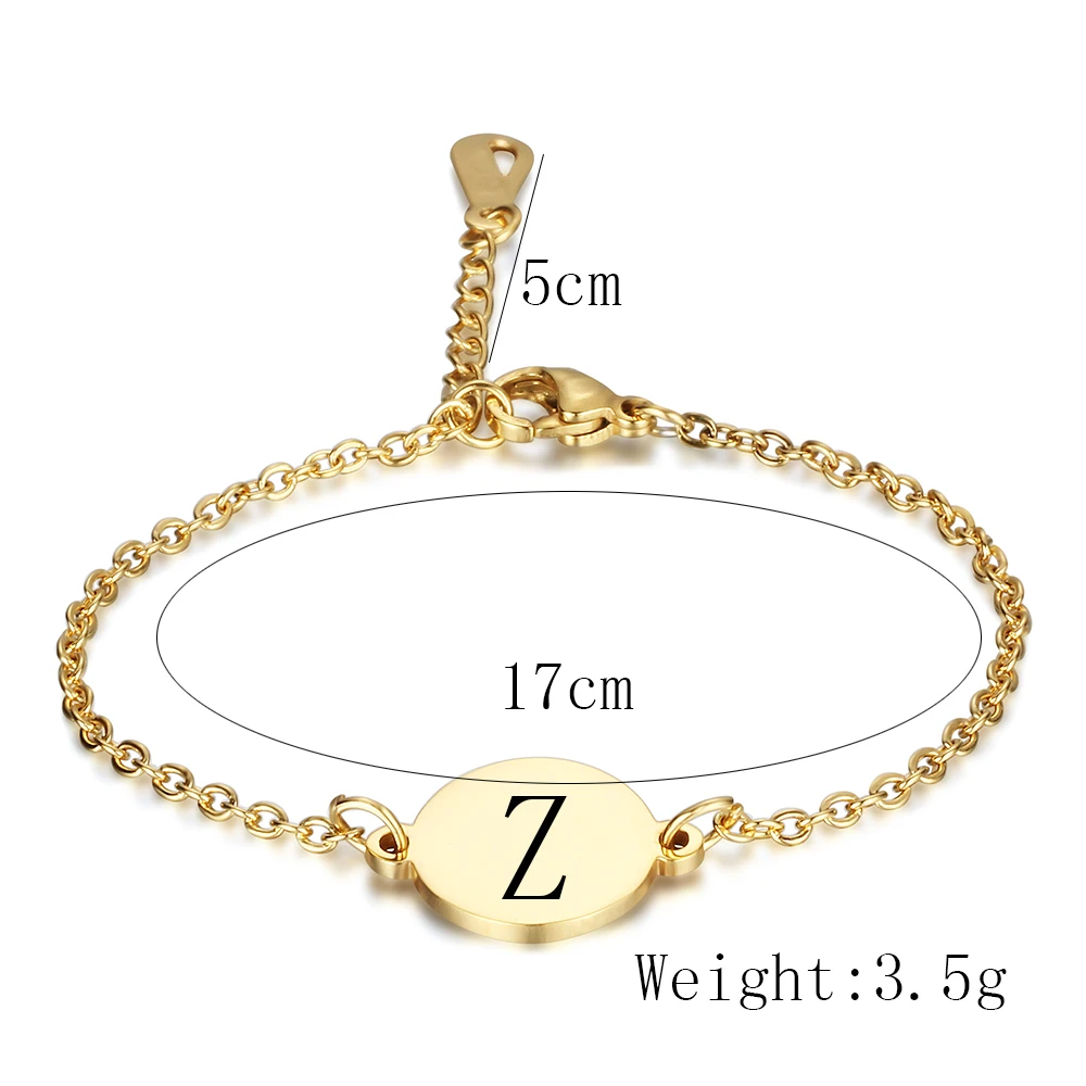 Fashion Letter Engraved Bracelets For Women Gold Color Stainless Steel Chain Link Jewelry Pulseras Mujer Length Adjustable