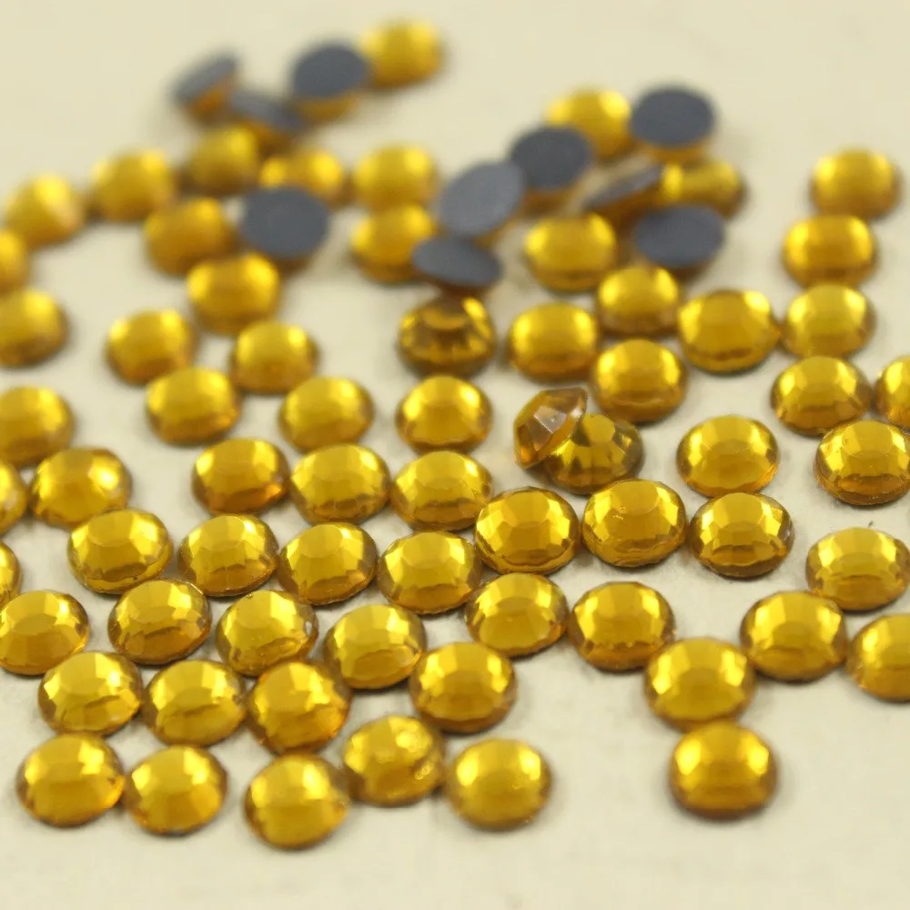 Зазор Кристалл желтый горячей фиксации горный хрусталь сверления плоской задней