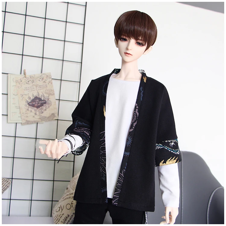 BJD Одежда для кукол подходит для 1/3 1/4 1/6 MSD Uncle античный junior dragon принт полоса из двух частей куртка кукла аксессуары