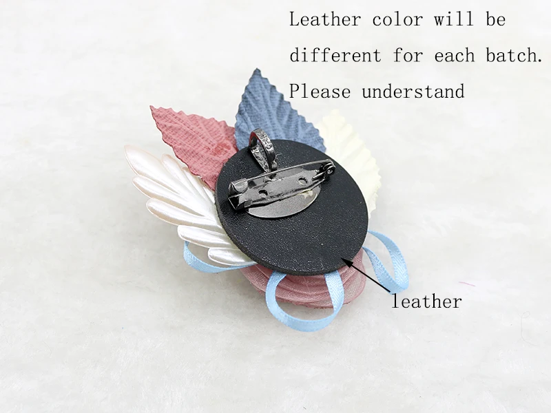 Fashion handmade fabric flower brooch acrylic Leather bottom brooches woman jewelry bride wedding corsage clothes accessories