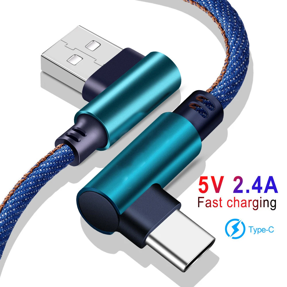 90 градусов type C USB кабель Micro 2.4A Быстрая зарядка зарядное устройство для samsung iPhone X 7