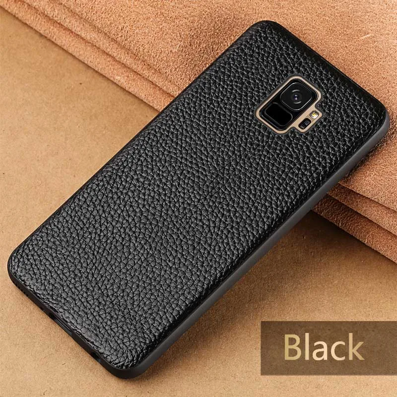 Black Чехол для телефона для samsung Galaxy S9 Plus Note 8 9 S7 край S8 A3 A5 A7 J3 J5 J7 личи накладка с текстурой под кожу питона - Цвет: Black