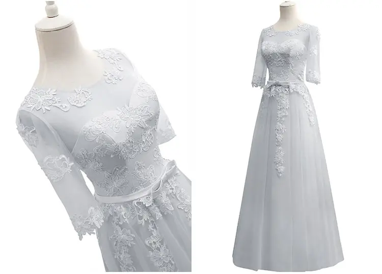 Robe de soiree vestido de festa серое ТРАПЕЦИЕВИДНОЕ длинное платье с аппликацией Элегантные платья подружки невесты Выпускной вечер вечерние платья