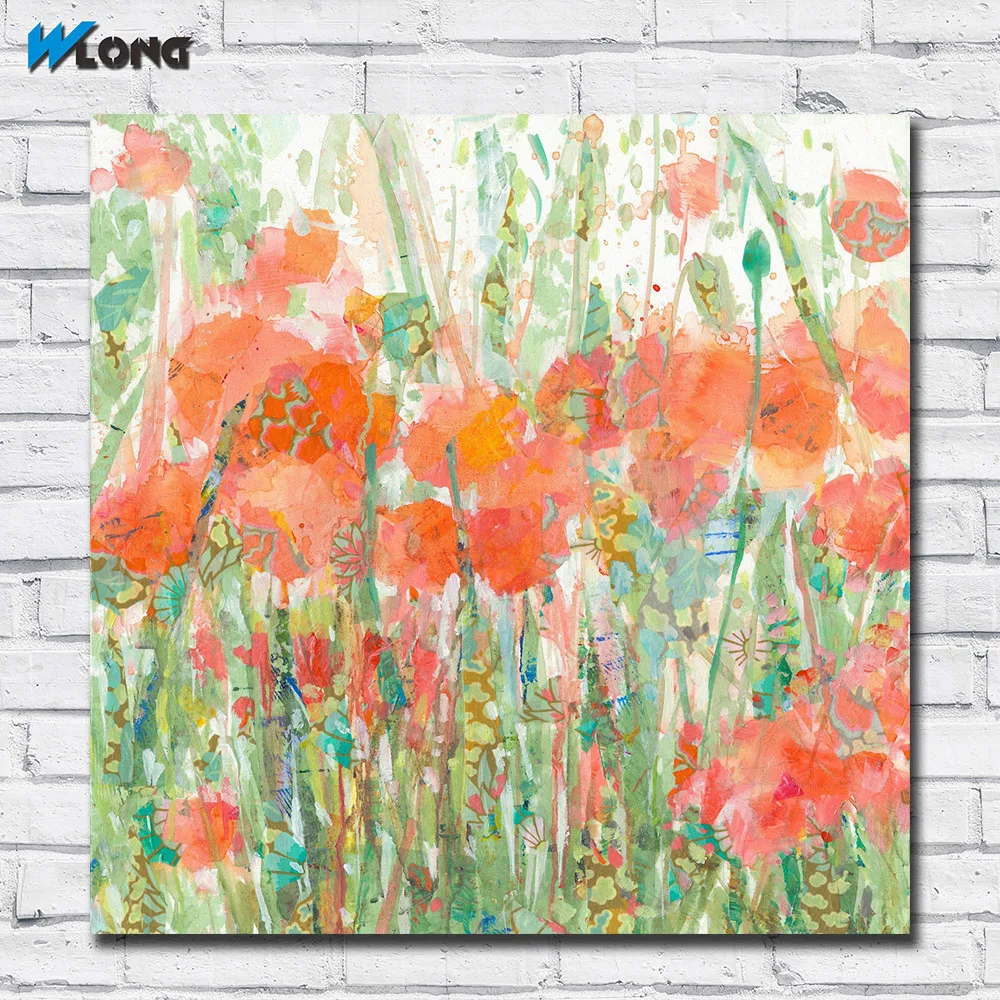 Модный современный домашний декор Dewey Poppies холст картина суккулент растение