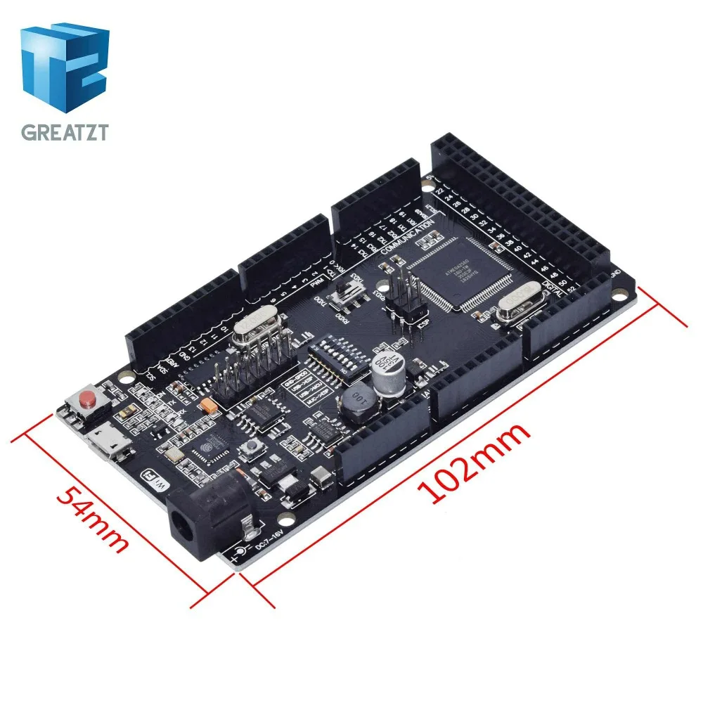 GREATZT Mega+ WiFi R3 ATmega2560+ ESP8266 32M USB-TTL памяти CH340G совместимый для Arduino Mega NodeMCU ESP8266