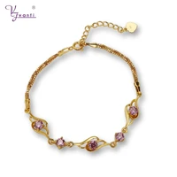 new style charming chain shiny bracelets gold color purple crystal stone bracelet for gift