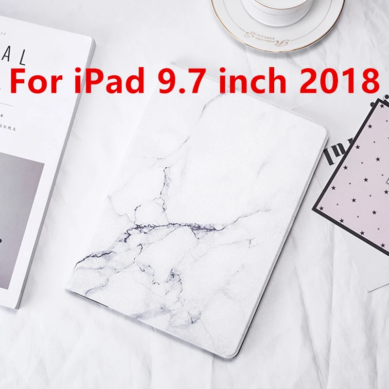 White 2018 Для iPad 9,7 чехол жесткий мраморный узор планшет смарт-чехол для iPad 9,7 Air 1 2 Mini 1 2 3 4 iPad 2/3/4 Funda Capa+ ручка - Цвет: White 2018