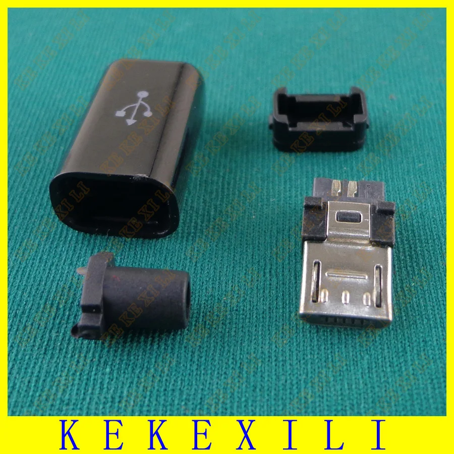 200 шт. DIY Micro USB Type B папа 5pin четыре шт в сборе разъем розетка 4 1 черный цвет