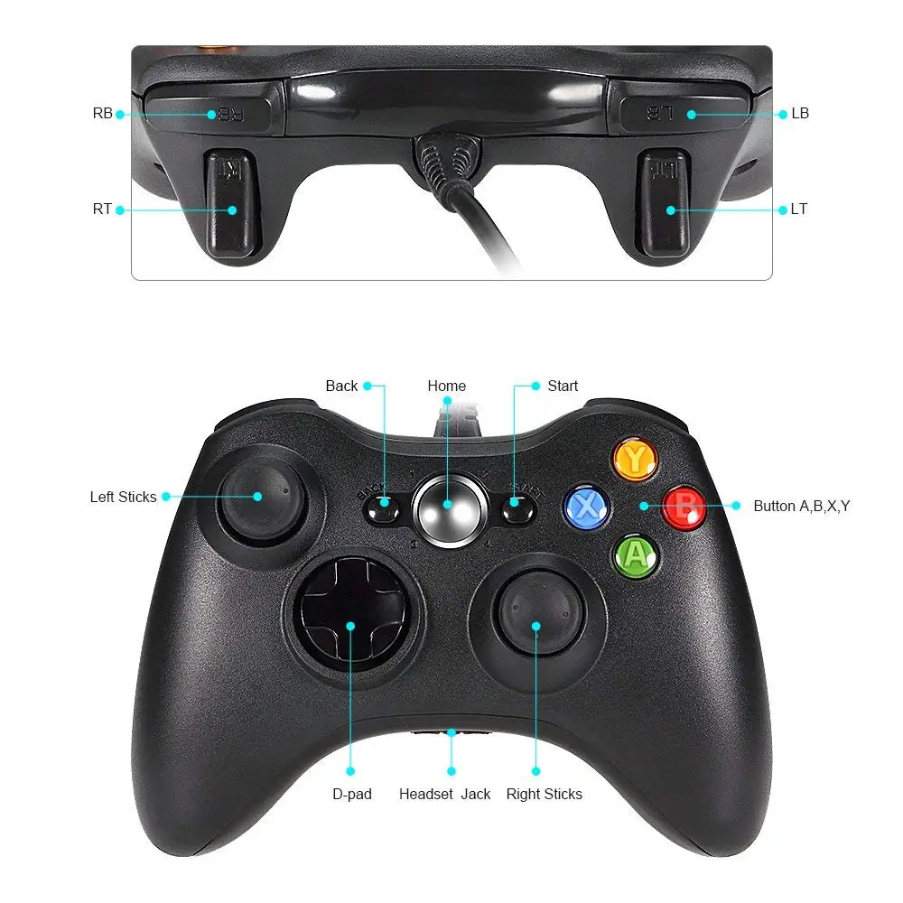 Пульт дистанционного управления AKASO usb геймпад для Xbox 360 джойстик Windows PC MAC низкая