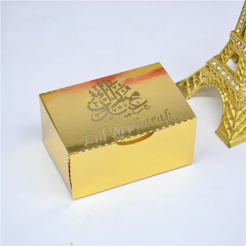 HAOCHU 100 шт. Eid Mubarak коробка для сувениров с лазерной резкой Рамадан кареем