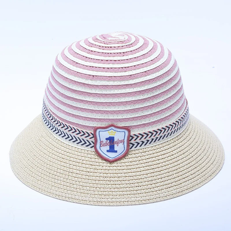 

Kid baby digital basin cap collapsible children striped fisherman hat boys and girls holiday beach hat shade straw hat 2MZ55
