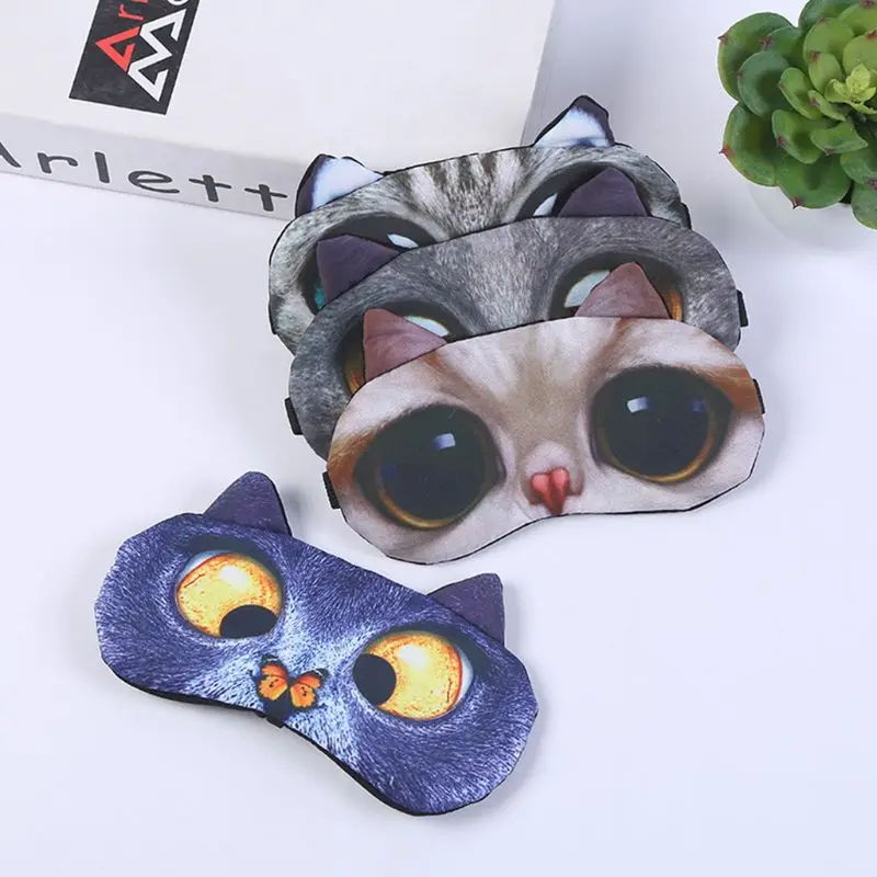 3D Забавный мультфильм животных кошка собака напечатанные патчи на глаза сна