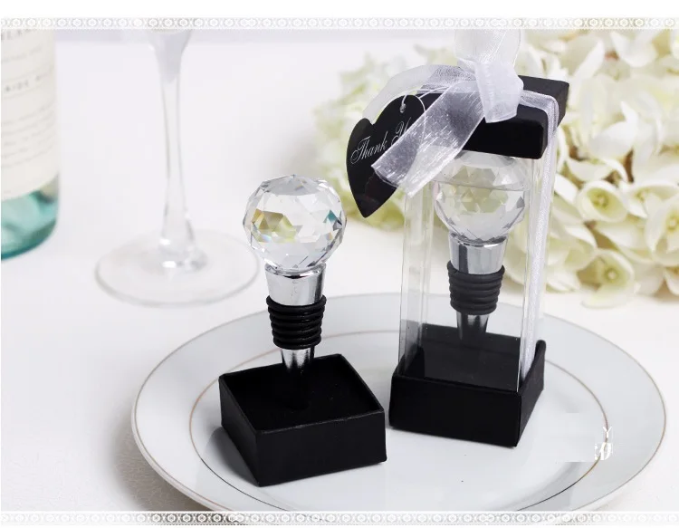 

Wholesale New Wedding favor Wine cork wine stopper crystal ball metal wine bottle opener Free Shipping W8410