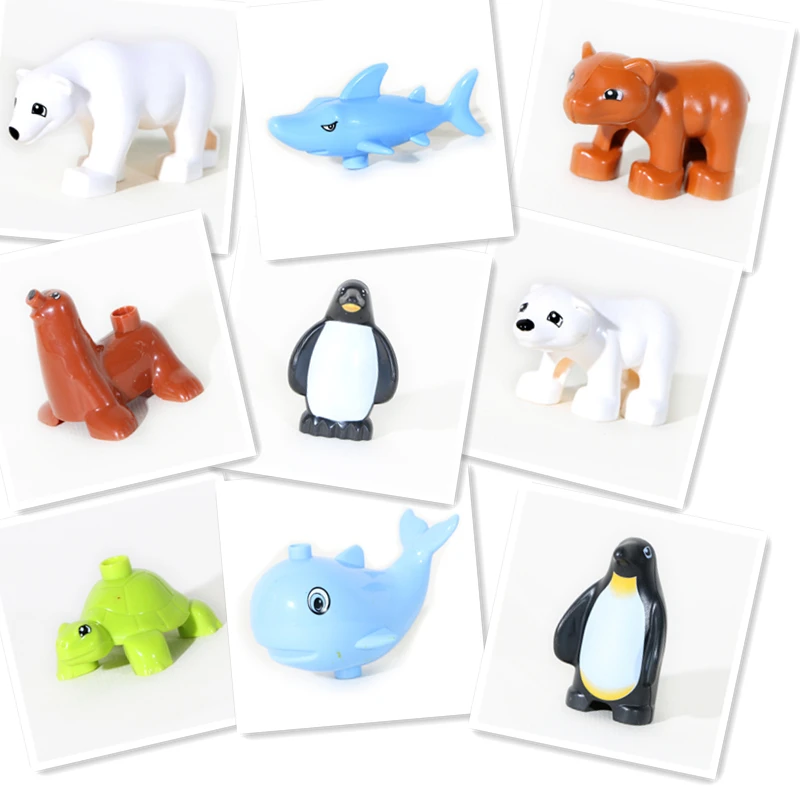 Большой Duplo строительный блок морских животных дети Best большой Whale Shark Polar Bear