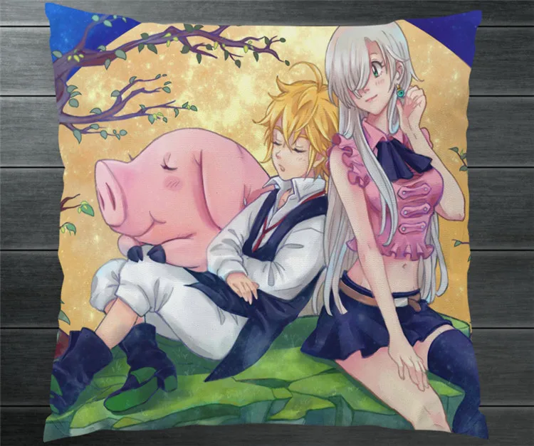 Аниме The Seven Deadly Sins Meliodas Elizabeth Liones Двусторонняя 40x40 см Наволочки Подушка для