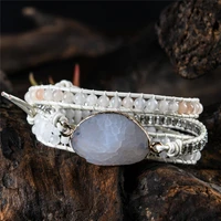 vintage leather bracelets natural stone 3 strands wrap bracelets for men and women multilayer boho bracelet handmade jewelry