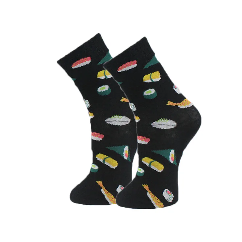 Korean Style Women Socks Lot Combed Cotton Lovely Cartoon Creative Fruit Pizza Burgers Planet Happy Funny Calcetines Mujer | Женская