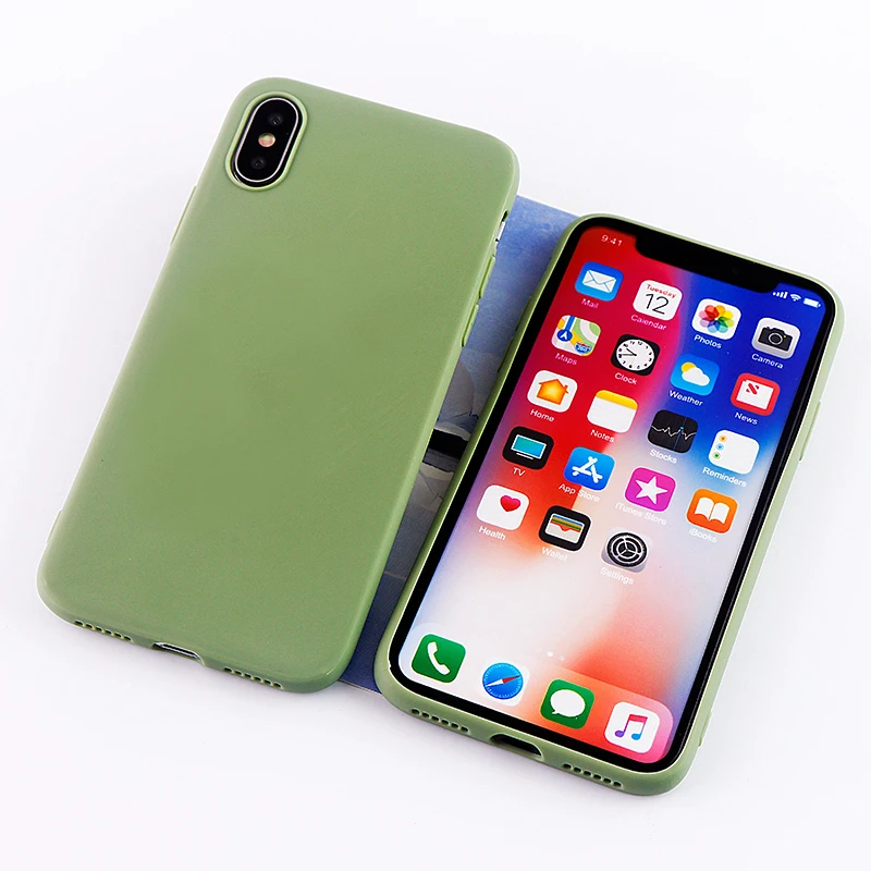 Однотонные цветные чехлы для телефонов iPhone 6 s 7 8 Plus X XS MAX XR мягкий силиконовый