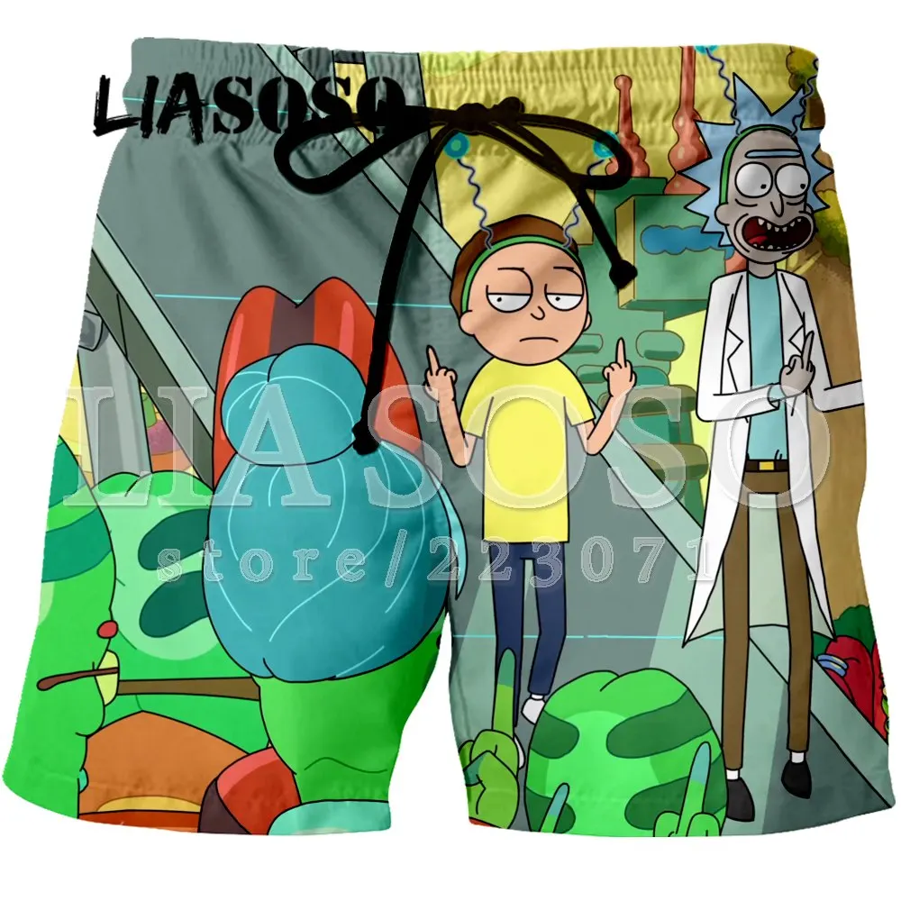 Мужские и женские шорты LIASOSO пляжные с 3D рисунком Рика Морти брендовая одежда для